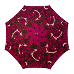 Mazipoodles Love Flowers - Green Magenta Pink Golf Umbrellas by Mazipoodles