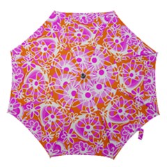 Mazipoodles Love Flowers - Orange Pink White Hook Handle Umbrellas (medium) by Mazipoodles