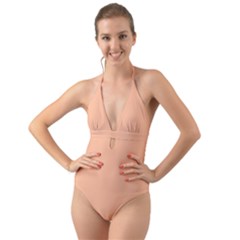 Peach Fuzz 2024 Halter Cut-out One Piece Swimsuit by dressshop