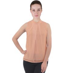 Peach Fuzz 2024 Mock Neck Chiffon Sleeveless Top by dressshop