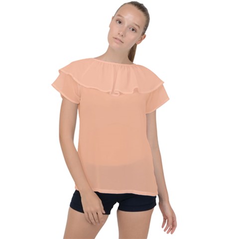 Peach Fuzz 2024 Ruffle Collar Chiffon Blouse by dressshop