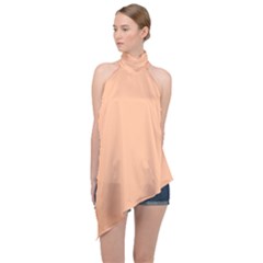 Peach Fuzz 2024 Halter Asymmetric Satin Top by dressshop