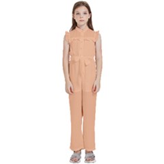 Peach Fuzz 2024 Kids  Sleeveless Ruffle Edge Band Collar Chiffon One Piece by dressshop