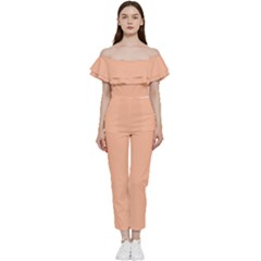 Peach Fuzz 2024 Bardot Ruffle Jumpsuit by dressshop