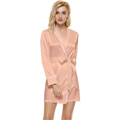 Peach Fuzz 2024 Long Sleeve Satin Robe by dressshop