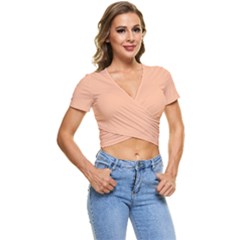 Peach Fuzz 2024 Short Sleeve Foldover T-shirt by dressshop