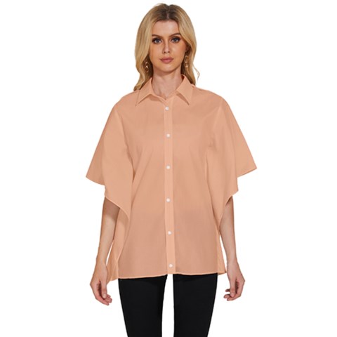 Peach Fuzz 2024 Women s Batwing Button Up Shirt by dressshop