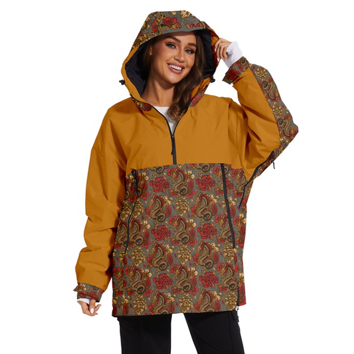 Vintage Dragon Chinese new year gray amber Women s Ski and Snowboard Waterproof Breathable Jacket