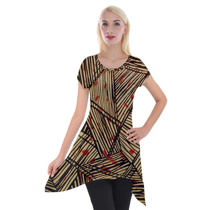 Abstract Geometric Pattern, Abstract Paper Backgrounds Short Sleeve Side Drop Tunic