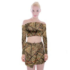 Abstract Geometric Pattern, Abstract Paper Backgrounds Off Shoulder Top With Mini Skirt Set by nateshop