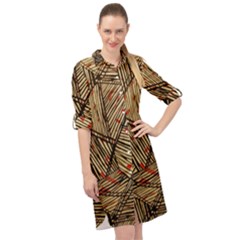 Abstract Geometric Pattern, Abstract Paper Backgrounds Long Sleeve Mini Shirt Dress