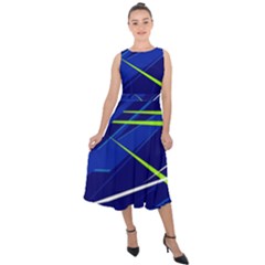 Abstract Lightings, Grunge Art, Geometric Backgrounds Midi Tie-back Chiffon Dress by nateshop