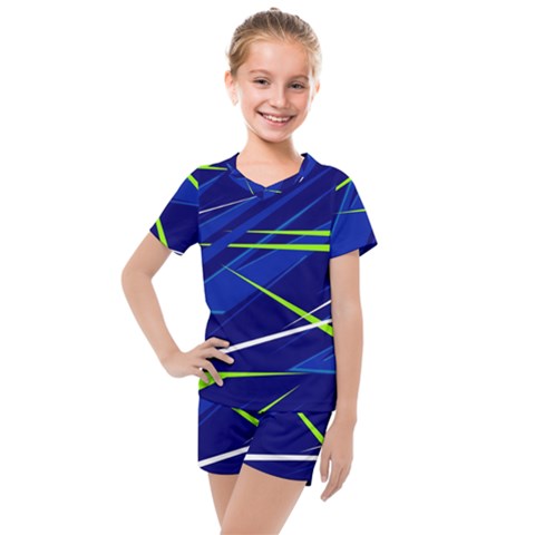 Abstract Lightings, Grunge Art, Geometric Backgrounds Kids  Mesh T-shirt And Shorts Set by nateshop