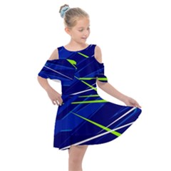 Abstract Lightings, Grunge Art, Geometric Backgrounds Kids  Shoulder Cutout Chiffon Dress by nateshop