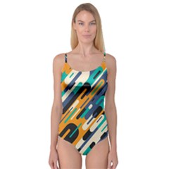 Abstract Rays, Material Design, Colorful Lines, Geometric Camisole Leotard  by nateshop