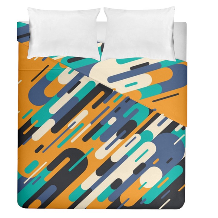 Abstract Rays, Material Design, Colorful Lines, Geometric Duvet Cover Double Side (Queen Size)