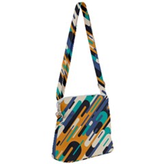 Abstract Rays, Material Design, Colorful Lines, Geometric Zipper Messenger Bag by nateshop