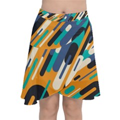 Abstract Rays, Material Design, Colorful Lines, Geometric Chiffon Wrap Front Skirt