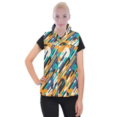 Abstract Rays, Material Design, Colorful Lines, Geometric Women s Button Up Vest by nateshop