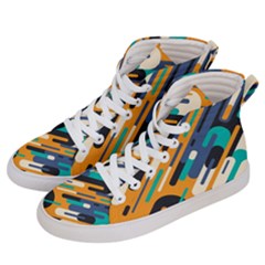 Abstract Rays, Material Design, Colorful Lines, Geometric Women s Hi-top Skate Sneakers by nateshop