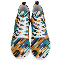 Abstract Rays, Material Design, Colorful Lines, Geometric Men s Lightweight High Top Sneakers