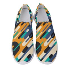 Abstract Rays, Material Design, Colorful Lines, Geometric Women s Slip On Sneakers by nateshop