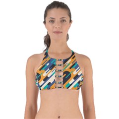 Abstract Rays, Material Design, Colorful Lines, Geometric Perfectly Cut Out Bikini Top by nateshop