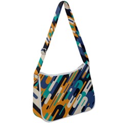 Abstract Rays, Material Design, Colorful Lines, Geometric Zip Up Shoulder Bag by nateshop