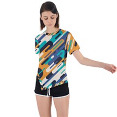 Abstract Rays, Material Design, Colorful Lines, Geometric Asymmetrical Short Sleeve Sports T-shirt by nateshop