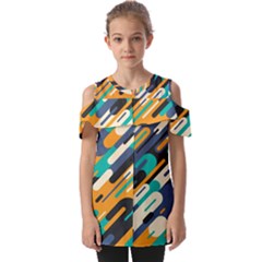 Abstract Rays, Material Design, Colorful Lines, Geometric Fold Over Open Sleeve Top by nateshop