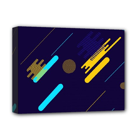 Blue Background Geometric Abstrac Deluxe Canvas 16  X 12  (stretched)  by nateshop