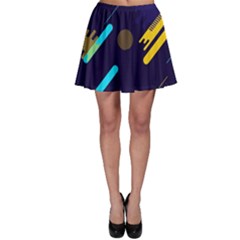 Blue Background Geometric Abstrac Skater Skirt by nateshop