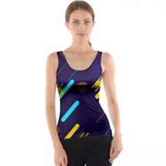 Blue Background Geometric Abstrac Women s Basic Tank Top by nateshop