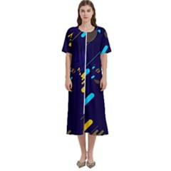 Blue Background Geometric Abstrac Women s Cotton Short Sleeve Night Gown by nateshop