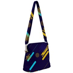 Blue Background Geometric Abstrac Zipper Messenger Bag by nateshop