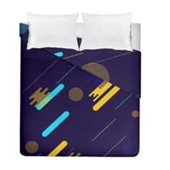 Blue Background Geometric Abstrac Duvet Cover Double Side (full/ Double Size) by nateshop