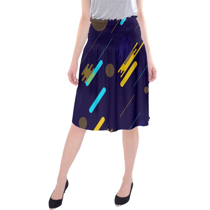 Blue Background Geometric Abstrac Midi Beach Skirt