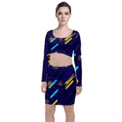 Blue Background Geometric Abstrac Top And Skirt Sets by nateshop