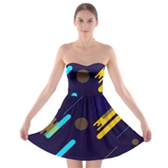 Blue Background Geometric Abstrac Strapless Bra Top Dress by nateshop