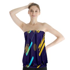 Blue Background Geometric Abstrac Strapless Top by nateshop