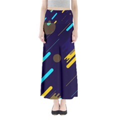 Blue Background Geometric Abstrac Full Length Maxi Skirt by nateshop