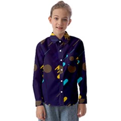 Blue Background Geometric Abstrac Kids  Long Sleeve Shirt by nateshop