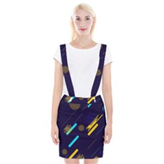 Blue Background Geometric Abstrac Braces Suspender Skirt by nateshop