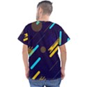 Blue Background Geometric Abstrac Men s V-Neck Scrub Top View2