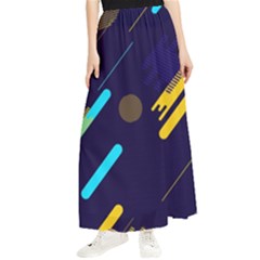 Blue Background Geometric Abstrac Maxi Chiffon Skirt by nateshop