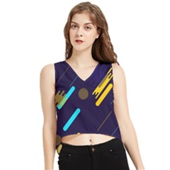 Blue Background Geometric Abstrac V-neck Cropped Tank Top by nateshop