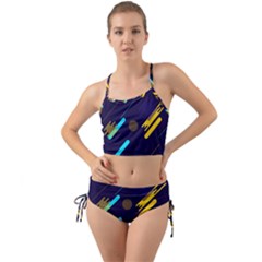 Blue Background Geometric Abstrac Mini Tank Bikini Set by nateshop