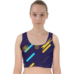 Blue Background Geometric Abstrac Velvet Racer Back Crop Top by nateshop