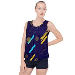 Blue Background Geometric Abstrac Bubble Hem Chiffon Tank Top by nateshop