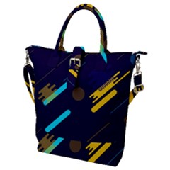 Blue Background Geometric Abstrac Buckle Top Tote Bag by nateshop